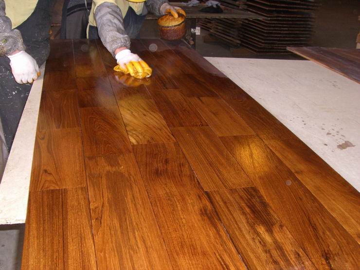 oiled teak flooring surface