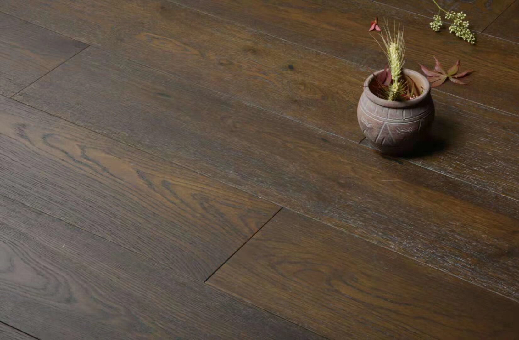 brownish smoked oiled oak engineered wood flooring